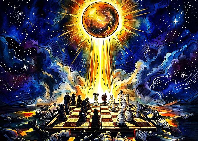 Chess Galaxy Cosmos Cosmic Art Post