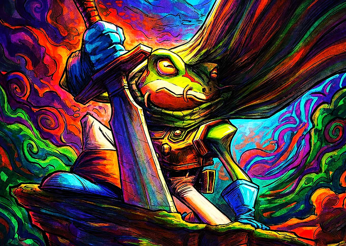 Frog Knight Fantasy Psychedelic Art