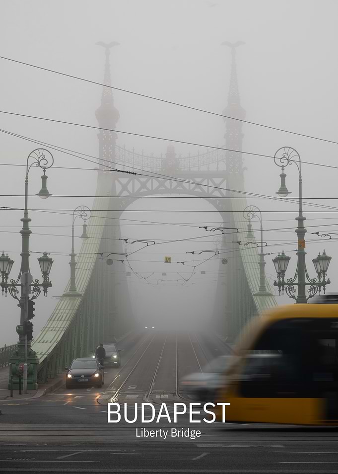 Foggy Liberty Bridge in Budapest