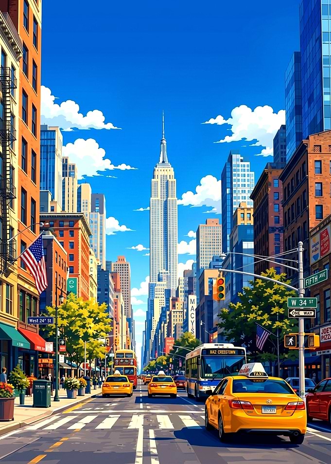 Iconic New York City Street Scene
