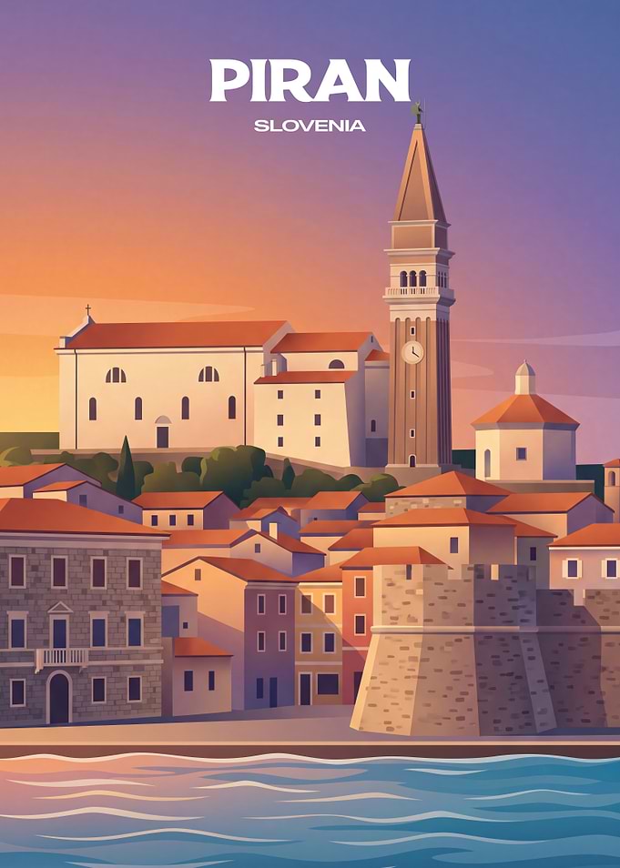 Piran Slovenia Travel Poster