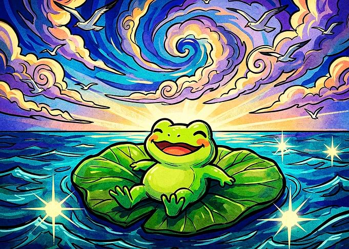 Happy Frog Ocean Swirl Art