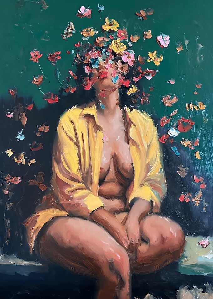 Woman with Floral Explosion Portrait