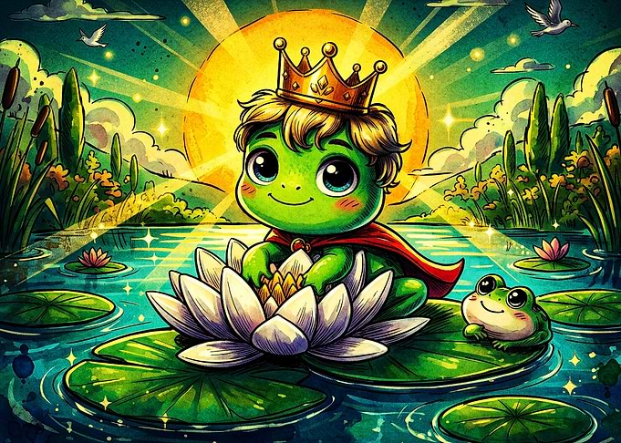 Frog Prince Cute Lily Pad Art