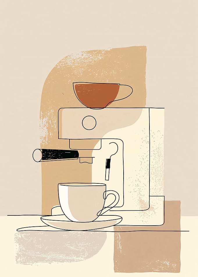 Minimalist Espresso Machine Line Art