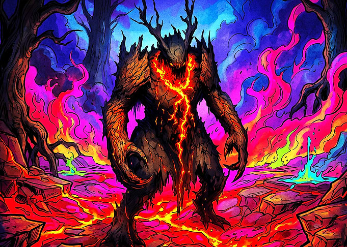 Forest Monster Lava Glowing Art