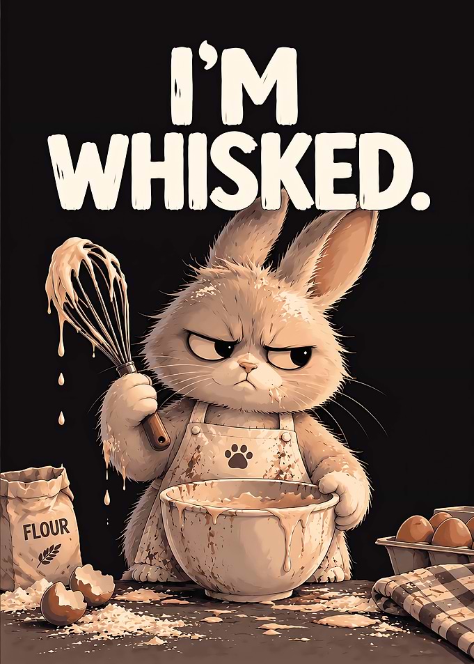 Grumpy Baking Bunny Poster