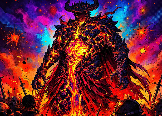 Demon Lava Monster Cosmic Art Poste