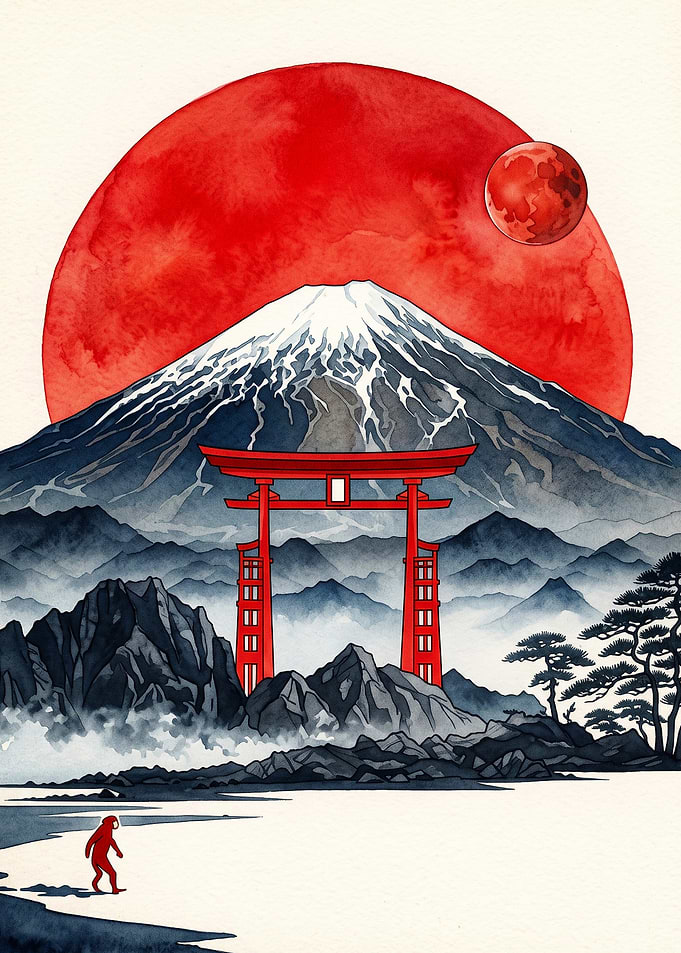 Japan Mt Fuji Torii Gate Art