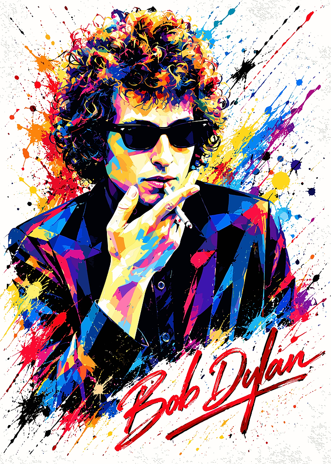 Colorful Pop Art Bob Dylan Portrait