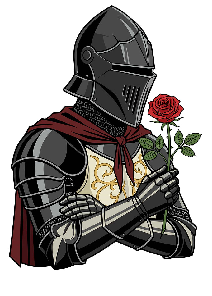 Knight in Armor Holding a Rose