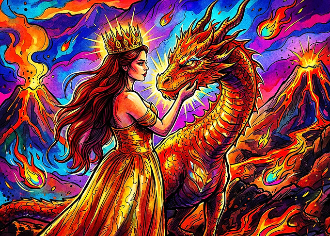 Dragon Queen Psychedelic Art Poster