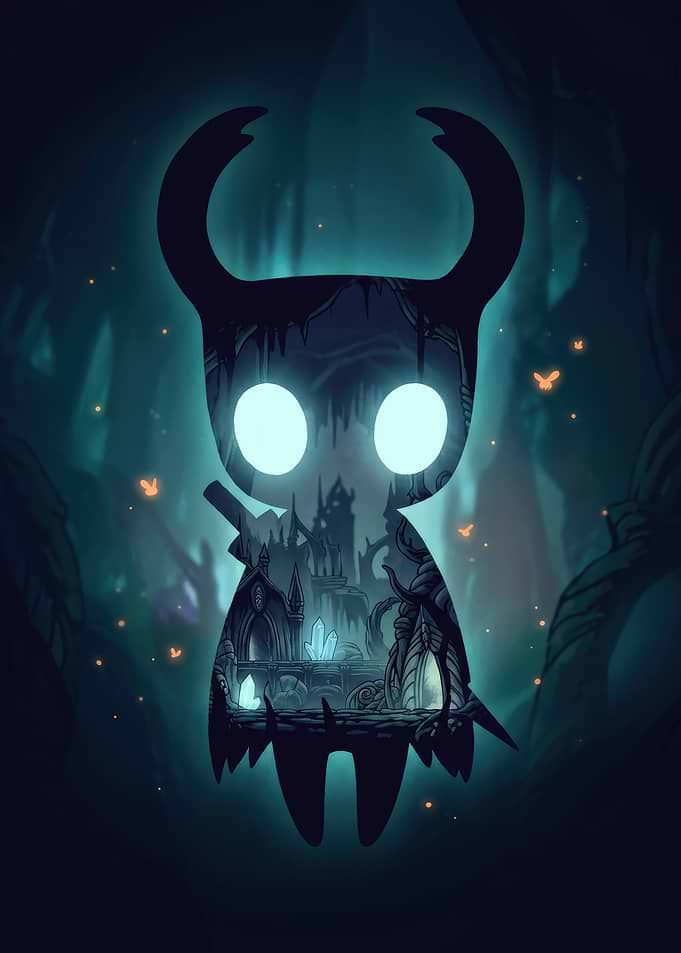 Hollow Knight Silhouette Double Exposure Art
