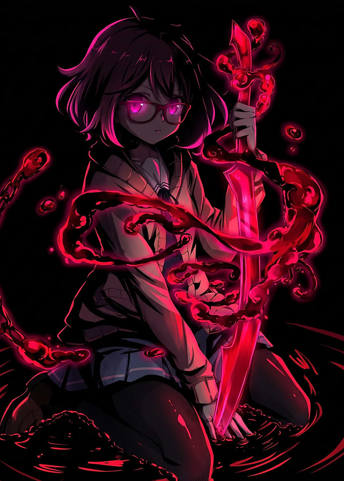 Mirai Kuriyama Glowing Red Sword