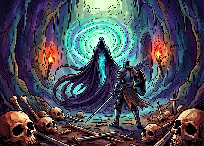 Knight Facing a Spectral Portal