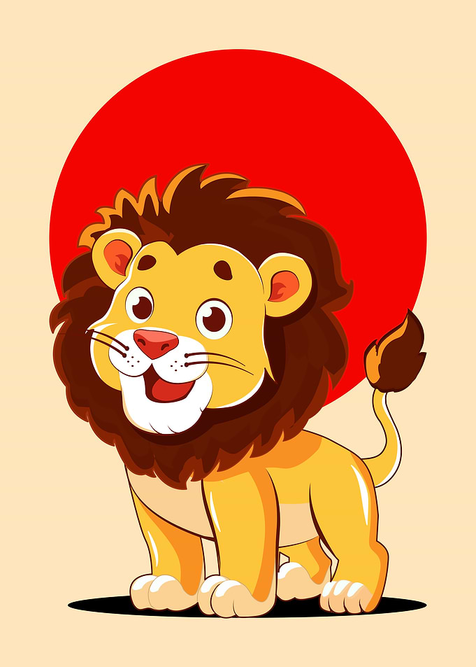 Cute Cartoon Lion Illustration