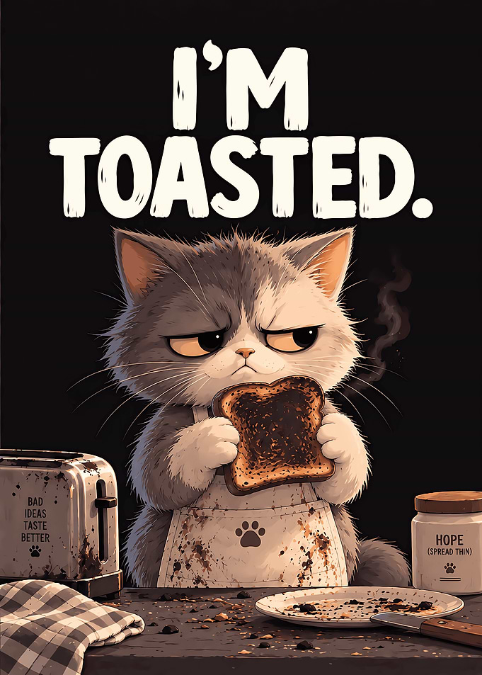 Grumpy Cat Eating Burnt Toast