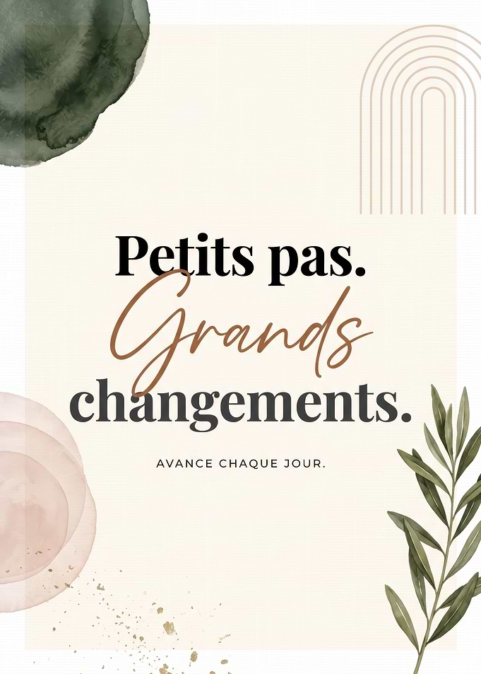 Petits pas. Grands changements Inspirational French Quote Wall Art