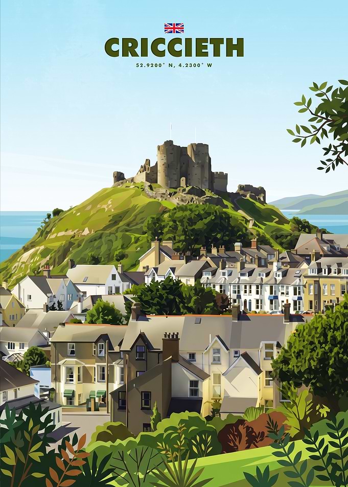 Criccieth Castle Wales Travel Poster