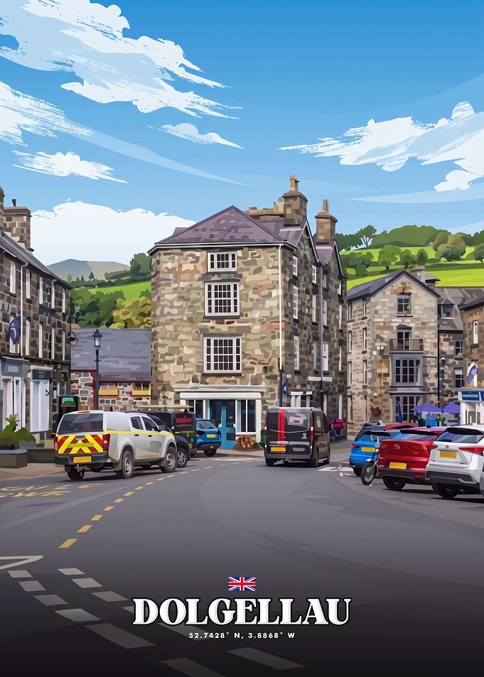 Dolgellau Wales Travel Poster