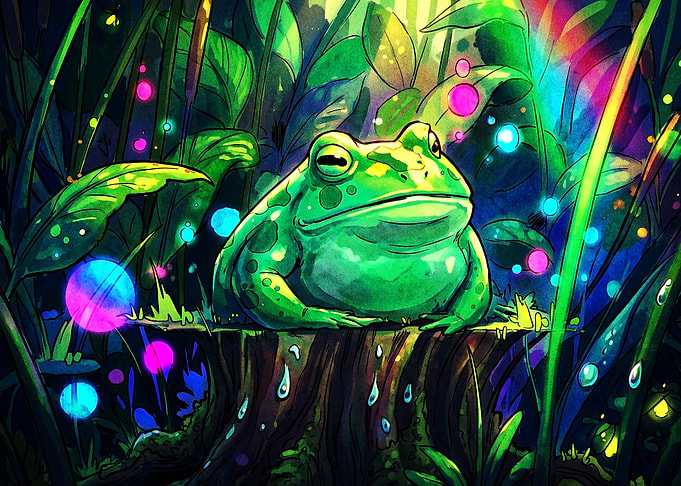 Frog Magical Forest Glowing Art