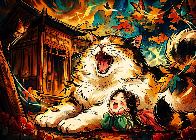 Giant Cat Girl Anime Poster