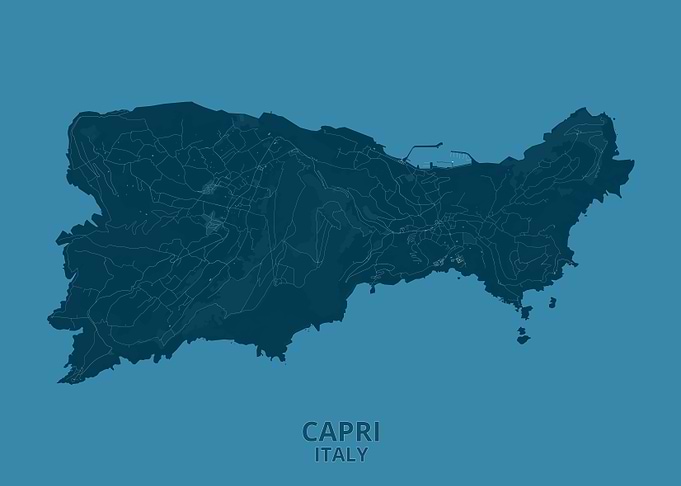 Minimalist Map of Capri Italy