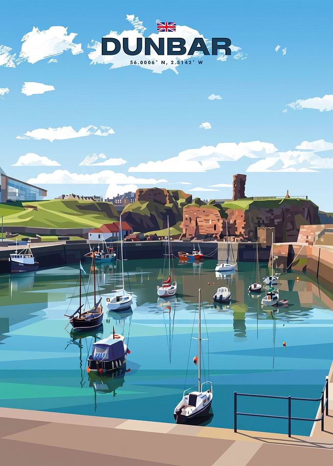 Dunbar Harbor Scotland Travel Poster