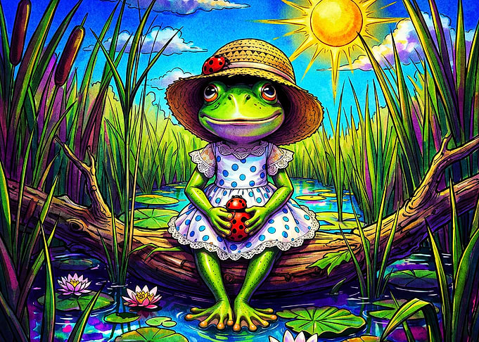 Frog Sun Hat Cute Psychedelic Art