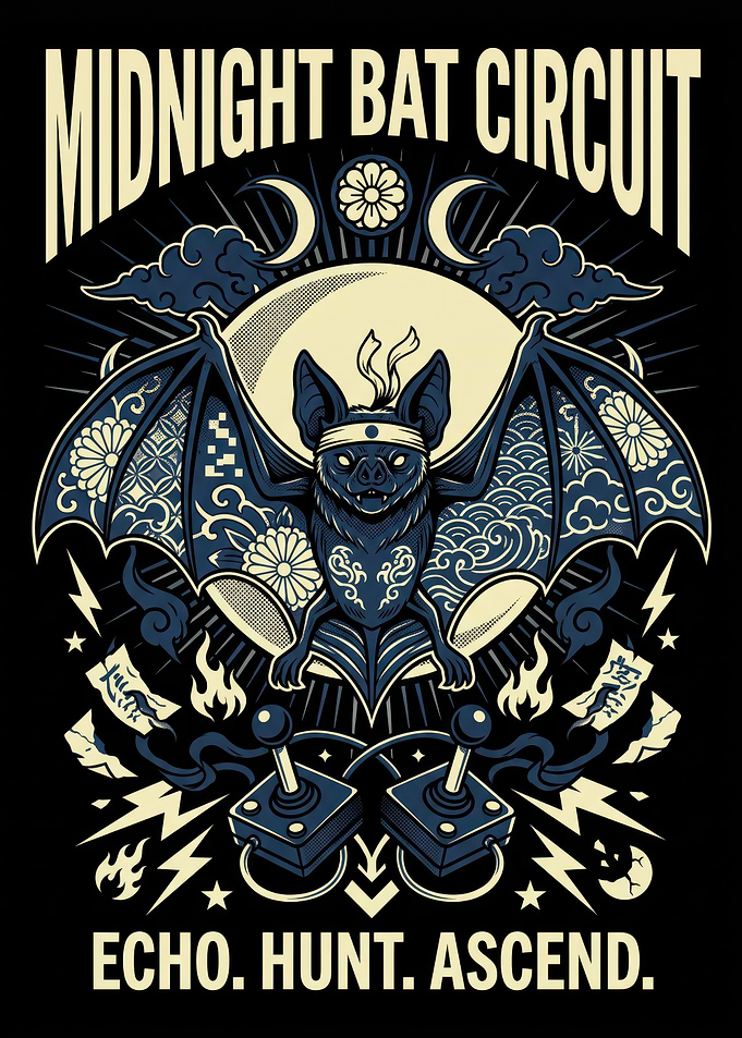 Midnight Bat Circuit Retro Gaming Art