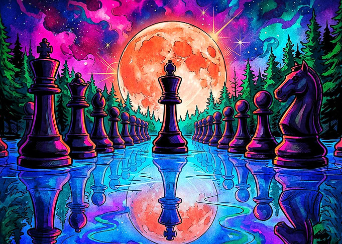 Chess Night Surreal Fantasy Art