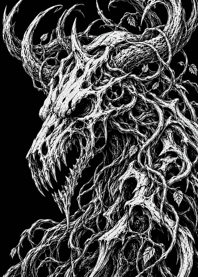 Dark Forest Demon Creature Illustration