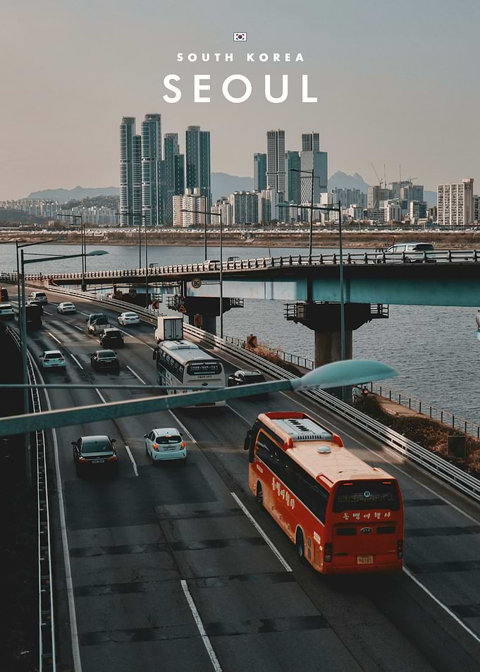 Seoul South Korea Cityscape Travel Poster