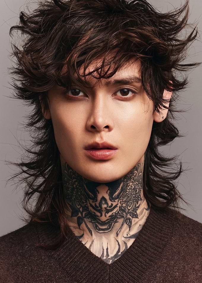 Portrait of a Man with Neck Tattoo