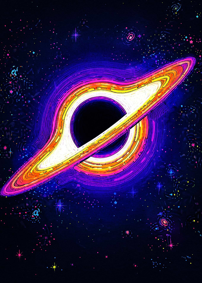 Vibrant Neon Black Hole Illustration
