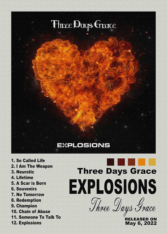 Three Days Grace Explosions Album Poster