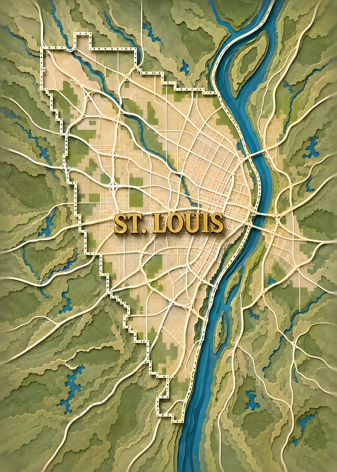 St. Louis 3D Paper Topo Map