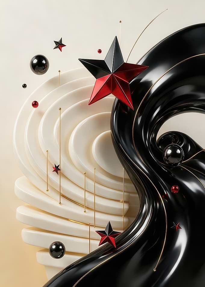 Abstract Black and White Star Composition