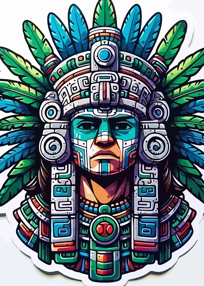 Aztec Warrior Headdress Digital Illustration
