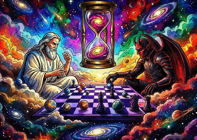 Cosmic Chess Game Psychedelic Art