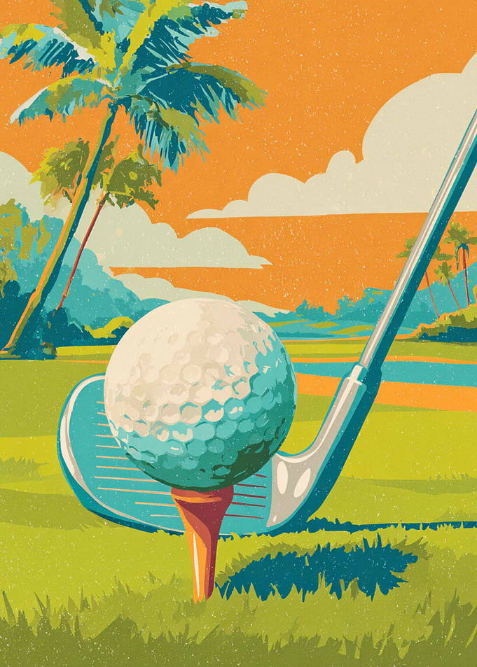 Vintage Style Golf Course Illustration