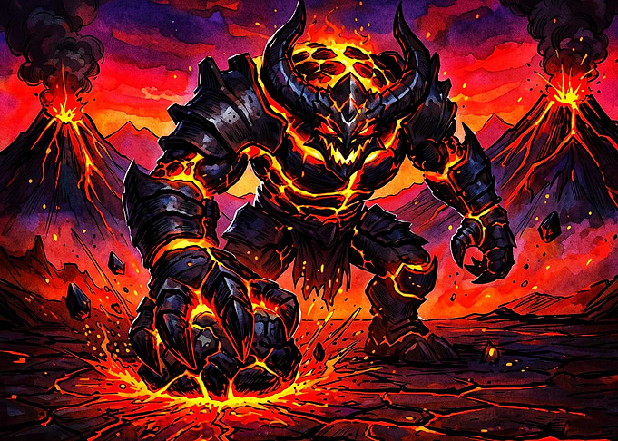 Magma Demon Volcano Dark Fantasy Ar