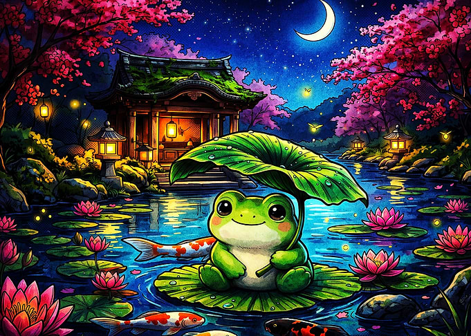 Frog Japanese Garden Fantasy Art