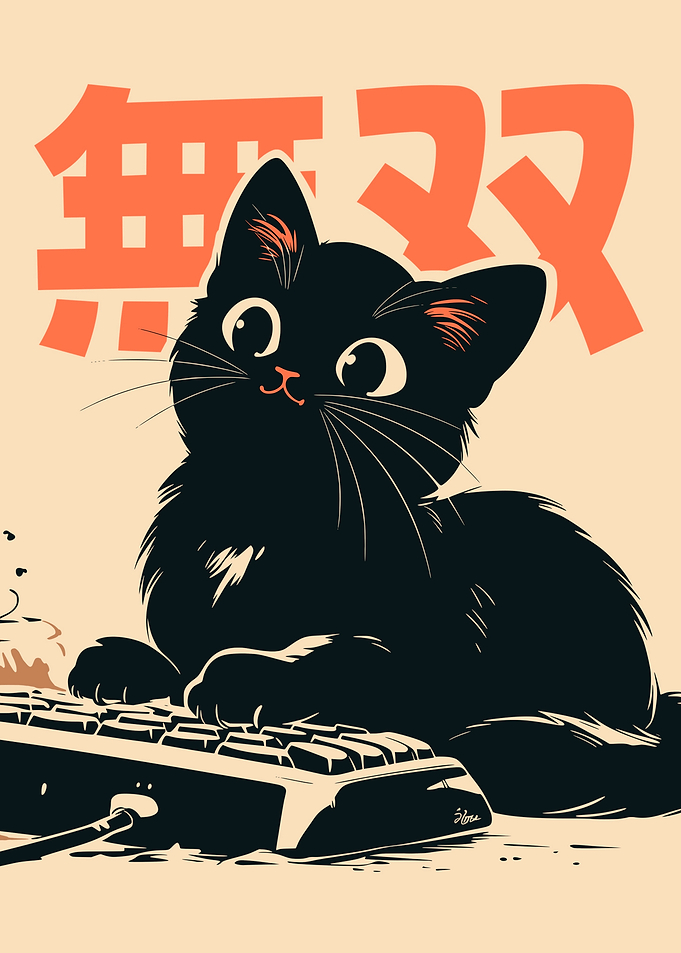 Funny WFH Cat Keyboard Retro