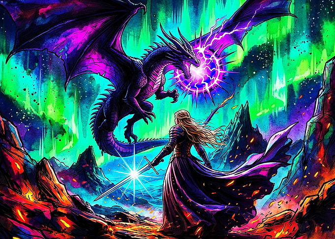 Dragon Knight Magic Fantasy Art Pos