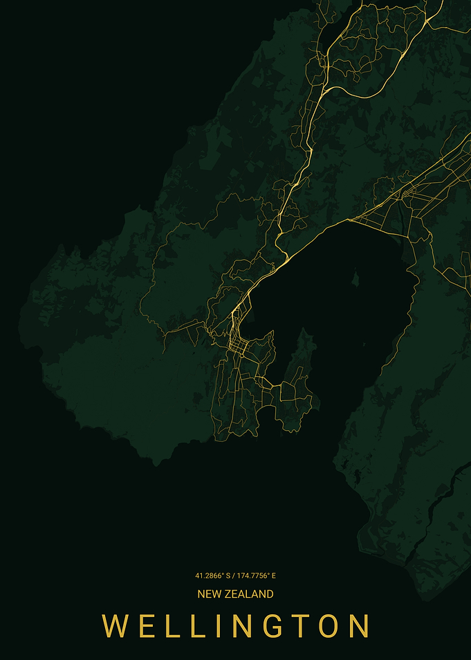 Wellington New Zealand Minimalist Map