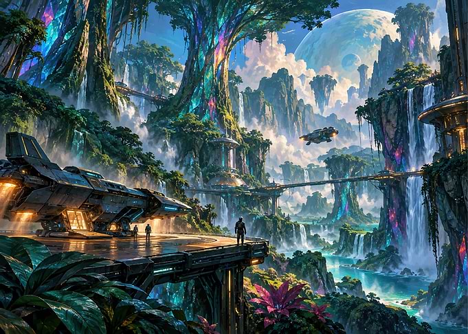 Futuristic Alien Jungle Spaceport