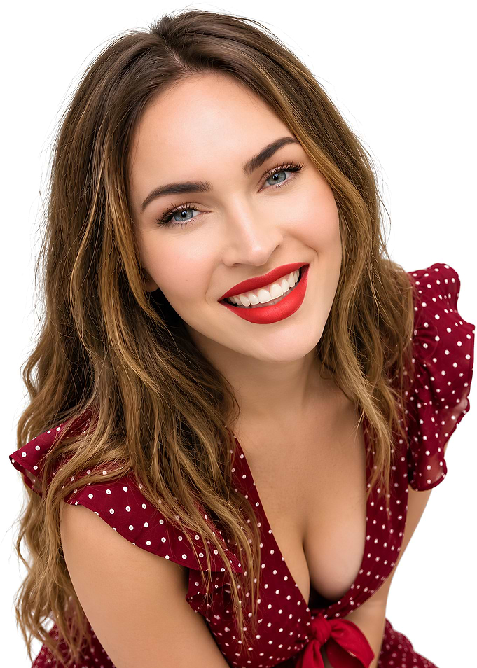 Megan Fox Portrait in Polka Dot Dress