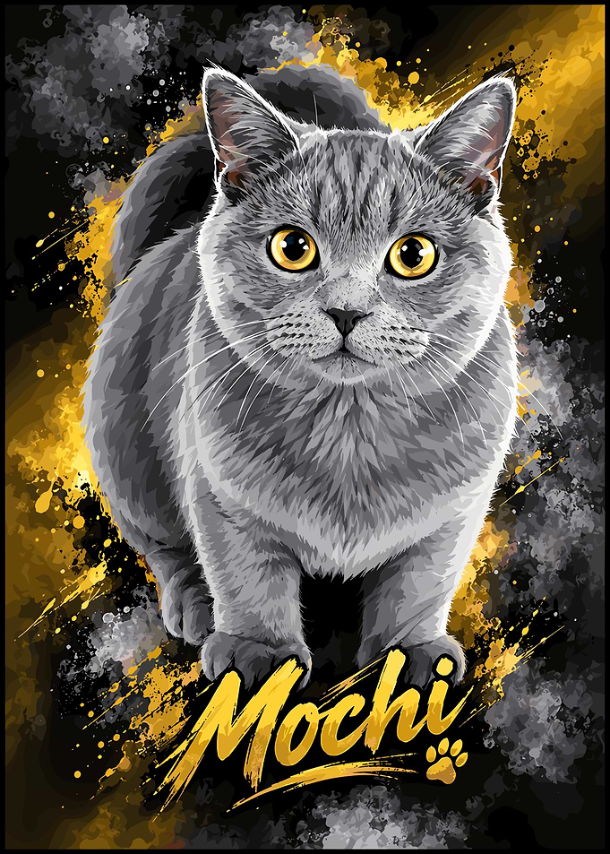 Mochi the Gray Cat Portrait