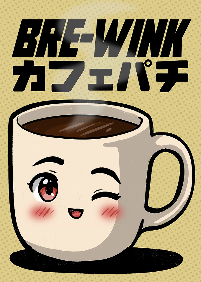 Cute Winking Coffee Mug Retro Vintage Illustration